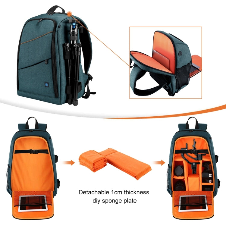 PULUZ Outdoor Portable Waterproof Scratch-proof Dual Shoulders Backpack Handheld PTZ Stabilizer Camera Bag with Rain Cover for Digital Camera, DJI Ronin-SC / Ronin-S (Blue)