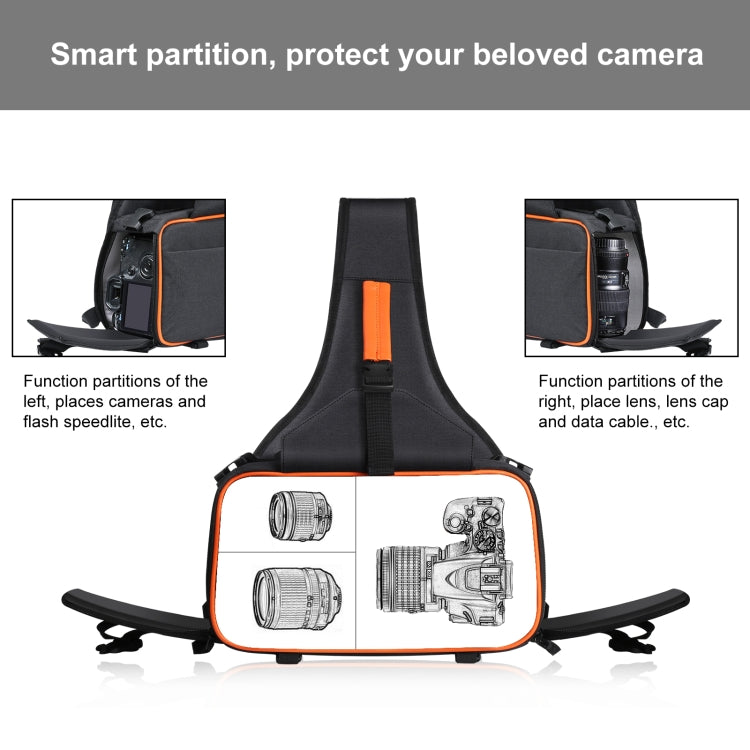 PULUZ Triangle Style SLR Camera Bag Sling Waterproof Backpack Shoulder Messenger Bags with Removable Lens Bag(Black)