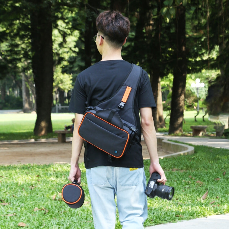 PULUZ Triangle Style SLR Camera Bag Sling Waterproof Backpack Shoulder Messenger Bags with Removable Lens Bag(Black)