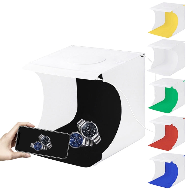 PULUZ 20cm Include 2 LED Panels Folding Portable 1100LM Light Photo Lighting Studio Shooting Tent Box Kit with 6 Colors Backdrops (Black, White, Yellow, Red, Green, Blue), Unfold Size: 24cm x 23cm x 23cm, 20cm(2 LED/RU), 20cm(2 LED)