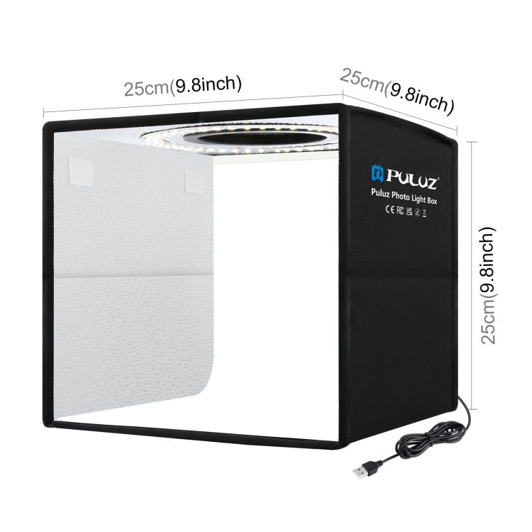 PULUZ 25cm Folding Portable Ring Light Photo Lighting Studio Shooting Tent Box with 12 Colors Backdrops, Size: 25cm x 25cm x 25cm, 25cm High CRI Box
