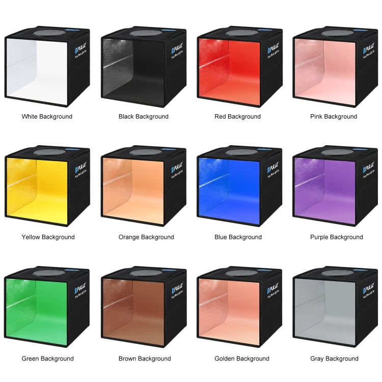 PULUZ 25cm Folding Portable High 97 CRI Ring Light Photo Lighting Studio Shooting Tent Box with 12 Colors Backdrops, Size: 25cm x 25cm x 25cm(Black)