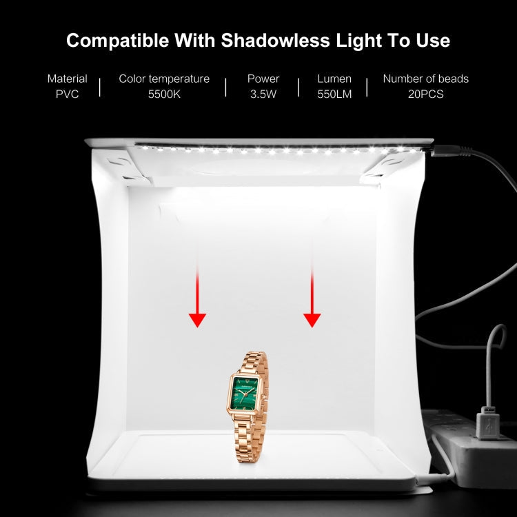 PULUZ 20cm Portable Light Tent with 550LM and 2 Backdrops (Black, White)