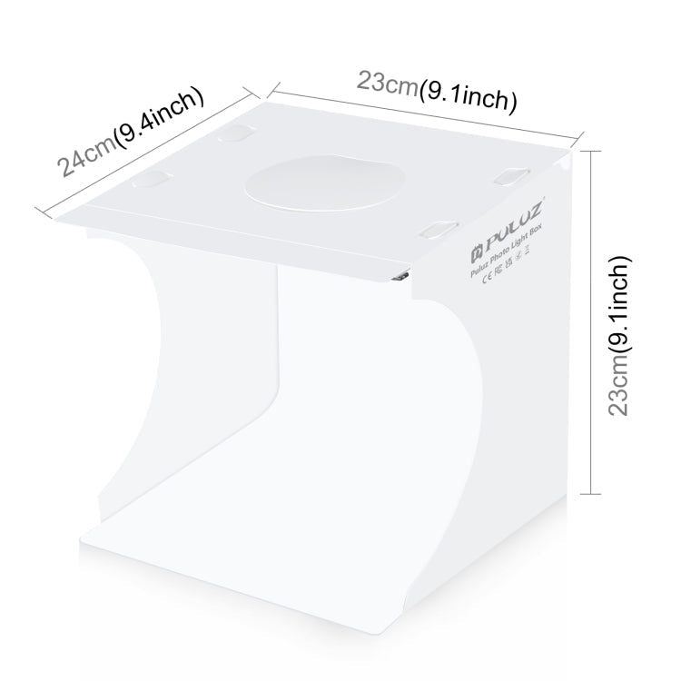 PULUZ 20cm Include 2 LED Panels Folding Portable 1100LM Light Photo Lighting Studio Shooting Tent Box Kit with 2 Colors Backdrops (Black, White), Unfold Size: 24cm x 23cm x 23cm