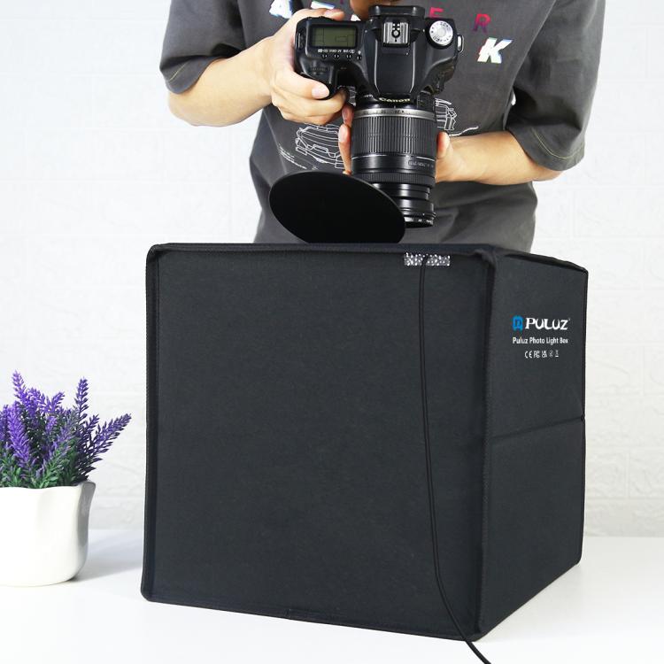 PULUZ 30cm Folding Ring Light Photo Lighting Studio Shooting Tent Box Kit with 6 Colors Black / White / Orange / Red / Green / Blue Backdrops, 30cm Box Black