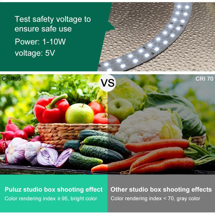 PULUZ 30cm Folding Ring Light Photo Lighting Studio Shooting Tent Box Kit with 6 Colors Black / White / Orange / Red / Green / Blue Backdrops, 30cm Box Black
