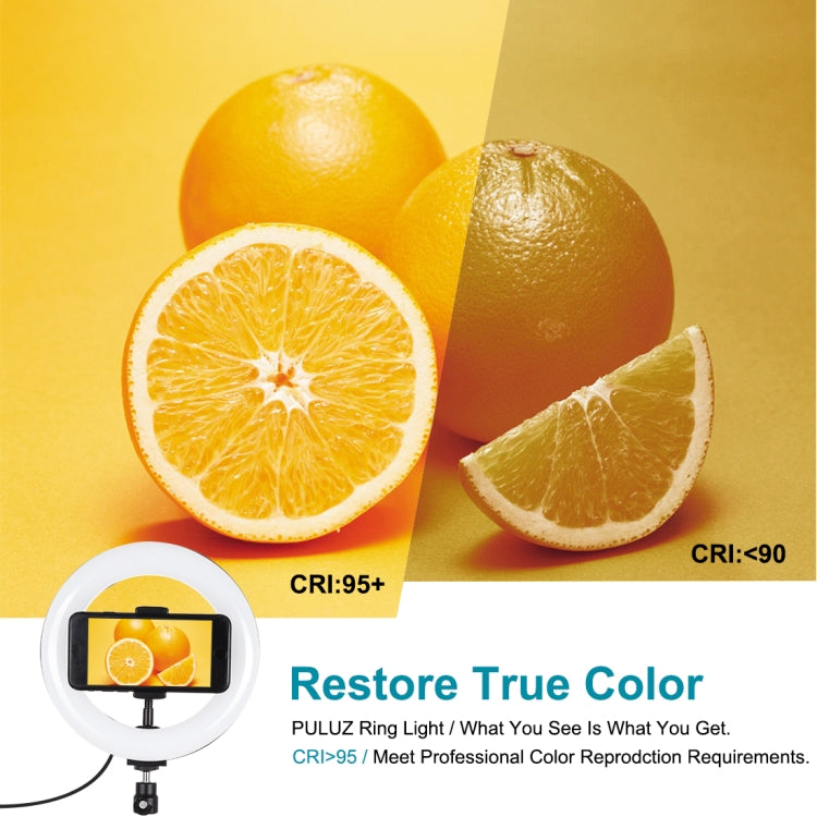 PULUZ 7.9 inch 20cm USB RGB Dimmable LED Dual Color Temperature LED Curved Light Ring Vlogging Selfie Photography Video Lights with Phone Clamp, 7.9 inch RGBW