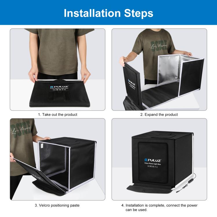 PULUZ 40cm Folding Portable White Light Dimmable Photo Lighting Studio Shooting Tent Box Kit with 6 Colors (Black, Orange, White, Red, Green, Blue) Backdrops, 40cm Box(UK/AE), 40cm Box(US), 40cm Box(UK), 40cm Box(EU), 40cm Box(AU)