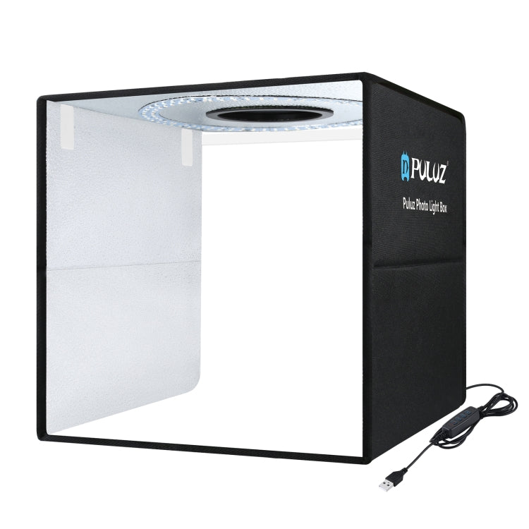 PULUZ 40cm Folding Portable Ring Light USB Photo Lighting Studio Shooting Tent Box with 6 x Dual-side Color Backdrops, Size: 40cm x 40cm x 40cm(Black)