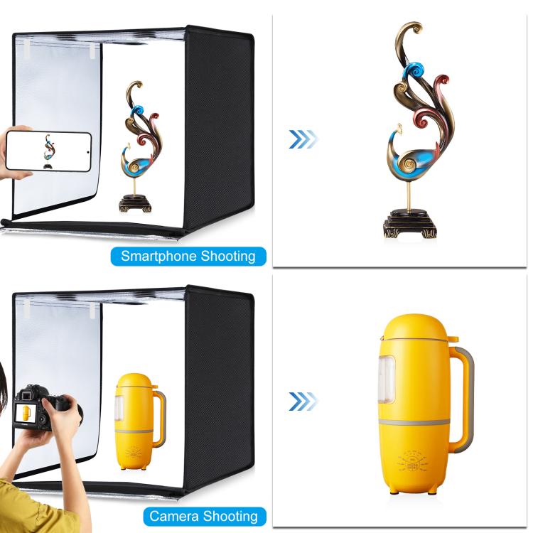 PULUZ Photo Studio Light Box Portable 60 x 60 x 60 cm Light Tent LED 5500K White Light Dimmable Mini 36W Photography Studio Tent Kit with 6 Removable Backdrops (Black Orange White Green Blue Red), 60cm Box(US), 60cm Box(UK), 60cm Box(EU), 60cm Box(AU)