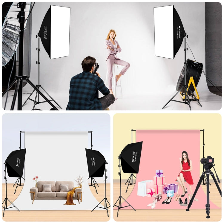 PULUZ 50x70cm Studio Softbox + 2m Tripod Mount + Single 220V E27 30W 5700K White Light LED Bulb Photography Kit, Single Bulb EU Plug, Single Bulb US Plug