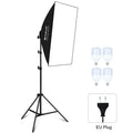 PULUZ 50x70cm Studio Softbox + 2m Tripod Mount + 4 x 220V E27 20W 5700K White Light LED Light Bulb Photography Lighting Kit, 4 x Bulb EU Plug, 4 x Bulb US Plug