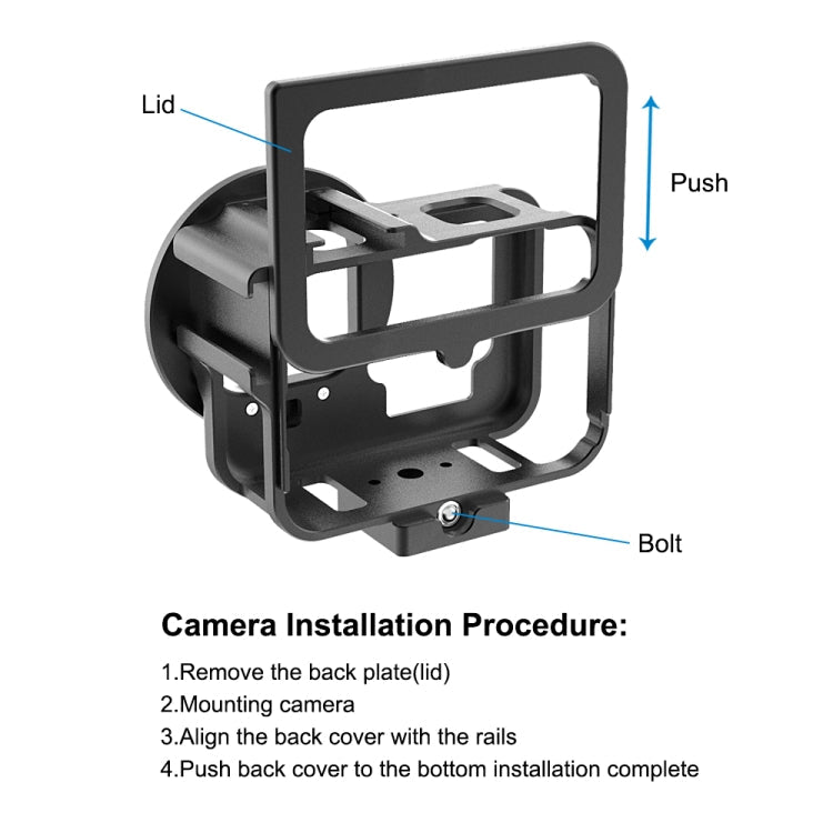PULUZ CNC Aluminum Alloy Thin Housing Shell for GoPro HERO12/11/10/9 Black with Insurance Frame & 52mm UV Lens (Black)
