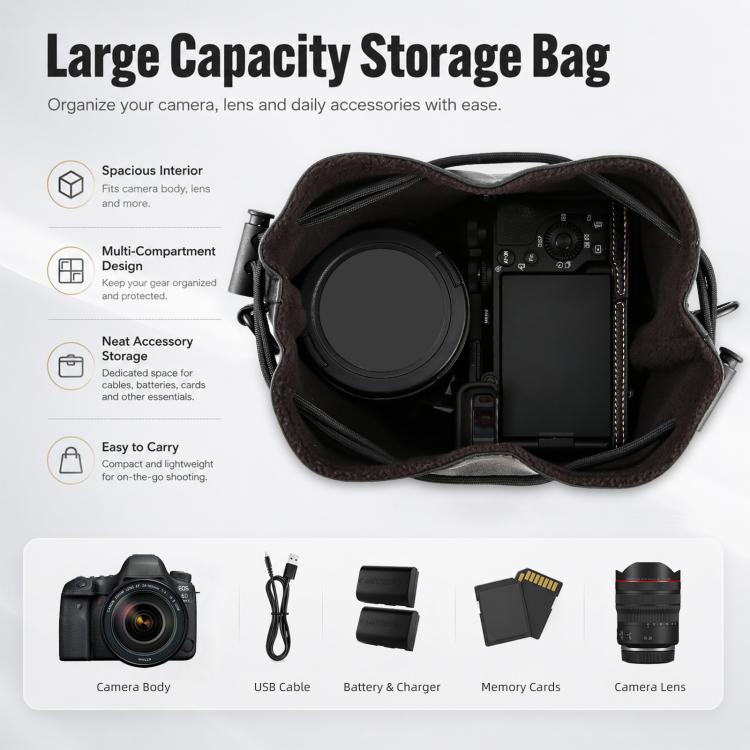 PULUZ Camera Protective Inner Bag Thick Padded Carrying Pouch with Shoulder Strap for Mirrorless & DSLR Cameras, Size: L, Size: L