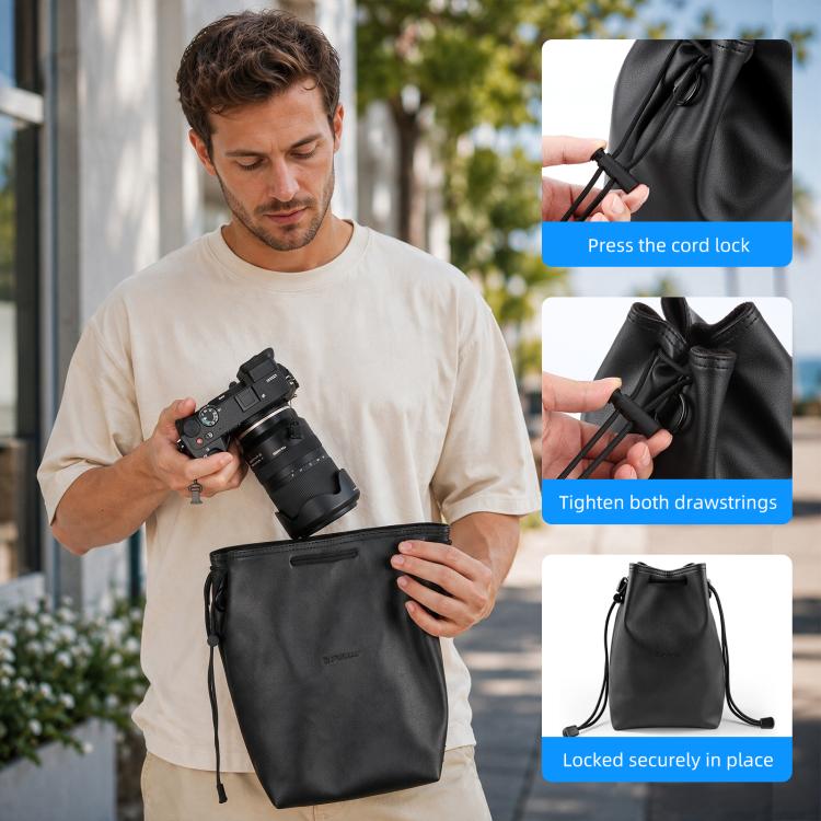 PULUZ Camera Protective Inner Bag Thick Padded Carrying Pouch with Shoulder Strap for Mirrorless & DSLR Cameras, Size: L, Size: L
