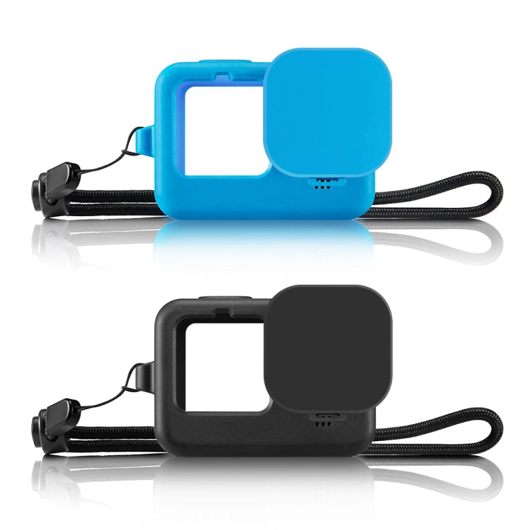 PULUZ for GoPro HERO12 Black /11 Black /10 Black /9 Black Silicone Protective Case Cover with Wrist Strap & Lens Cover(Black)