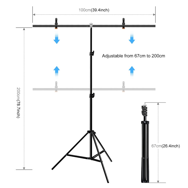 PULUZ 1x2m T-Shape Photo Studio Background Support Stand Backdrop Crossbar Bracket Kit with Clips(Green)