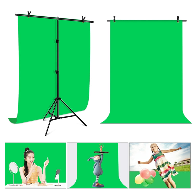 PULUZ 1x2m T-Shape Photo Studio Background Support Stand Backdrop Crossbar Bracket Kit with Clips(Green)