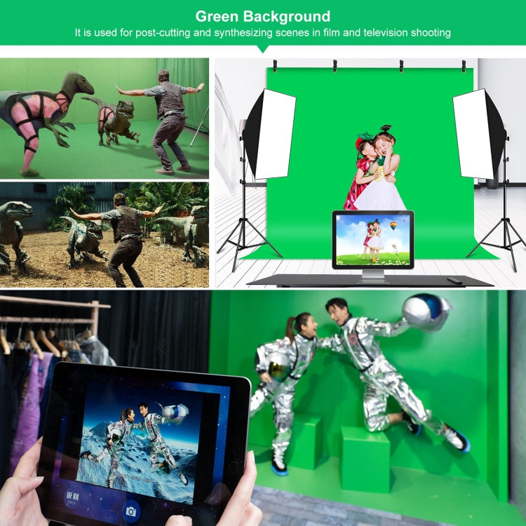 PULUZ 2x2m T-Shape Photo Studio Background Support Stand Backdrop Crossbar Bracket Kit with Clips(Green)