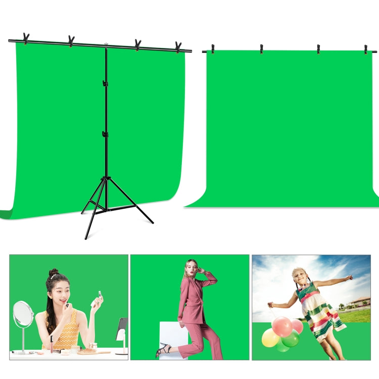 PULUZ 2x2m T-Shape Photo Studio Background Support Stand Backdrop Crossbar Bracket Kit with Clips(Green)