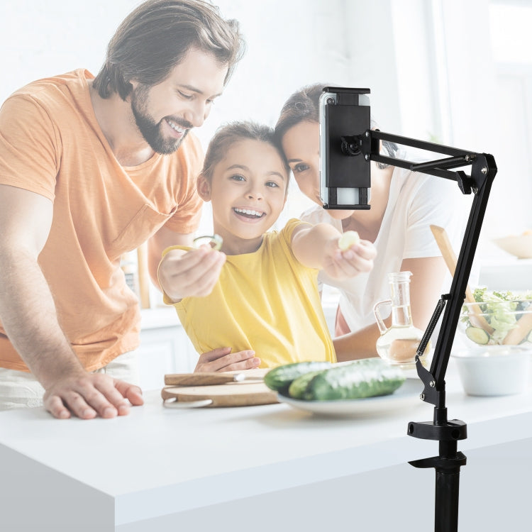 PULUZ  Live Broadcast Desktop Arm Stand Suspension Clamp Holder with Tablet PC Clamp(Black)