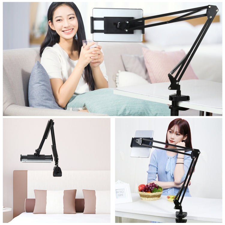 PULUZ  Live Broadcast Desktop Arm Stand Suspension Clamp Holder with Tablet PC Clamp(Black)