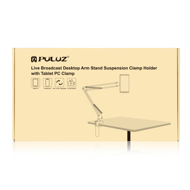 PULUZ  Live Broadcast Desktop Arm Stand Suspension Clamp Holder with Tablet PC Clamp(Black)