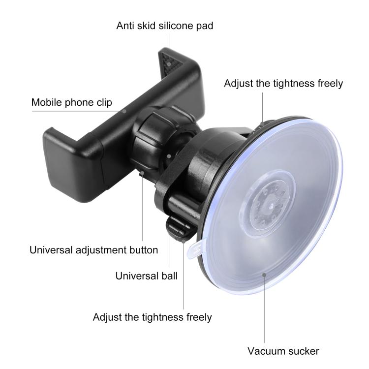 PULUZ 360 Degree Rotating Suction Cup Clamp Holder Bracket For iPhone, Galaxy, Huawei, Xiaomi, Sony, HTC, Google and other Smartphones, Phone Suction Cup Mount