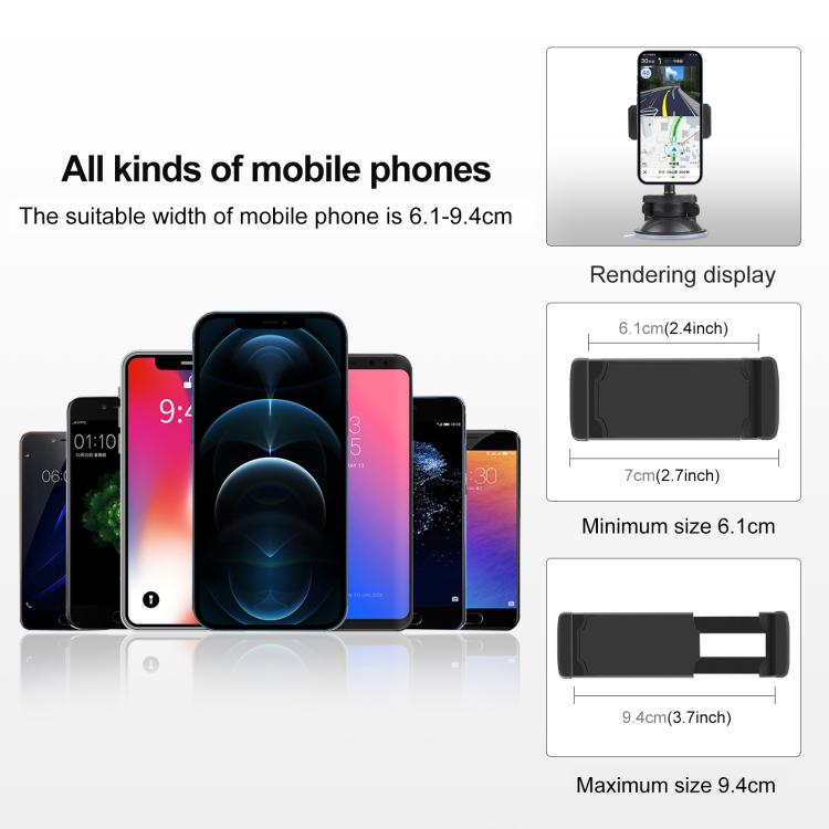 PULUZ 360 Degree Rotating Suction Cup Clamp Holder Bracket For iPhone, Galaxy, Huawei, Xiaomi, Sony, HTC, Google and other Smartphones, Phone Suction Cup Mount