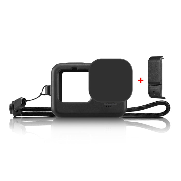 PULUZ for GoPro HERO12 Black /11 Black /10 Black /9 Black Silicone Protective Case + POM Side Interface Cover with Wrist Strap & Lens Cover(Black)