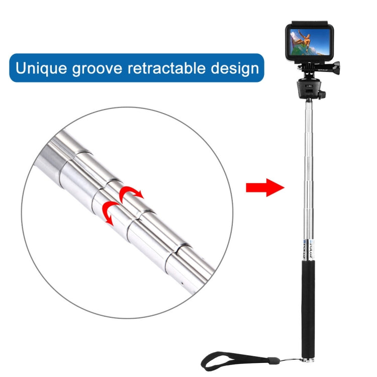 PULUZ Extendable Selfie Monopod for GoPro Hero12 Black / Hero11 /10 /9 /8 /7 /6 /5, Insta360 Ace / Ace Pro, DJI Osmo Action 4, Length: 22.5-80cm