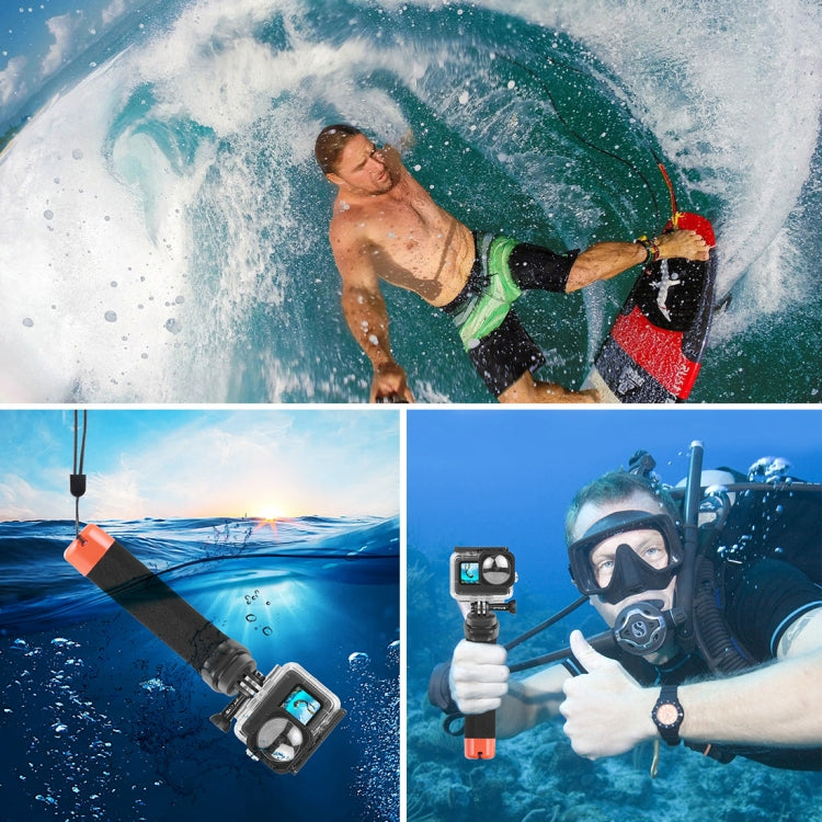 PULUZ Floating Foam Hand Grip with Strap & Quick-Release Base for GoPro Hero12/11/10/9/8/7/6/5, Insta360 Ace, DJI Osmo Action 4 (Orange)