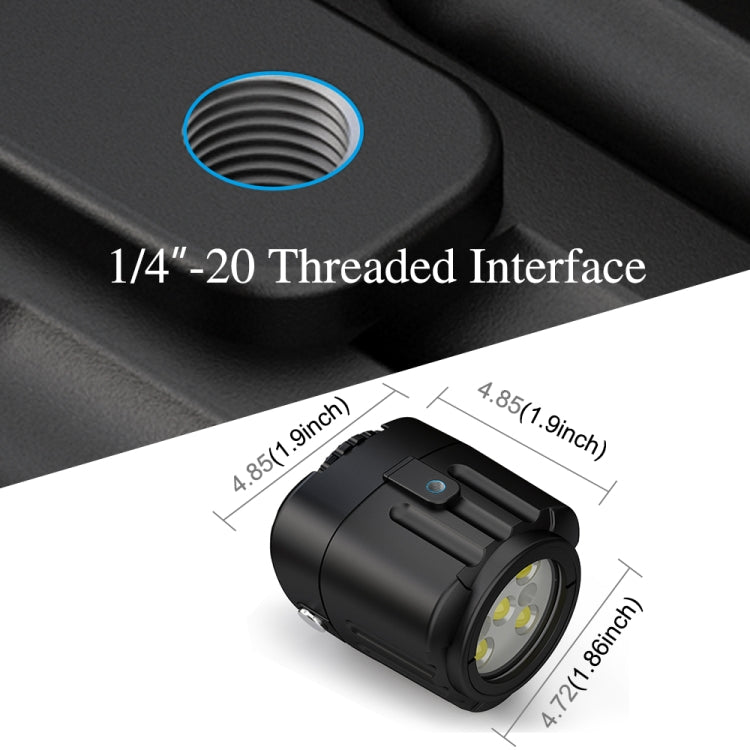 PULUZ 40m Underwater LED Fill Light, 1000LM for GoPro HERO12/11/10/9 & Action Cameras (Black)