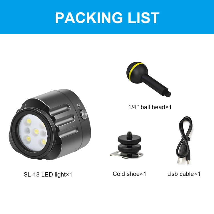 PULUZ 40m Underwater LED Fill Light, 1000LM for GoPro HERO12/11/10/9 & Action Cameras (Black)