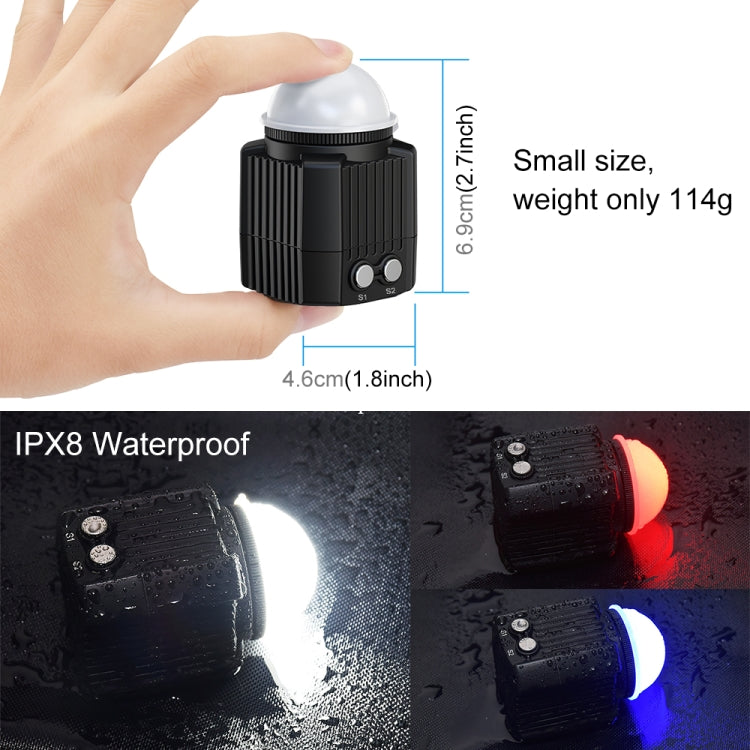 PULUZ 60m Underwater LED Fill Light for GoPro HERO12/11/10/9/8 & Action Cameras (Black)
