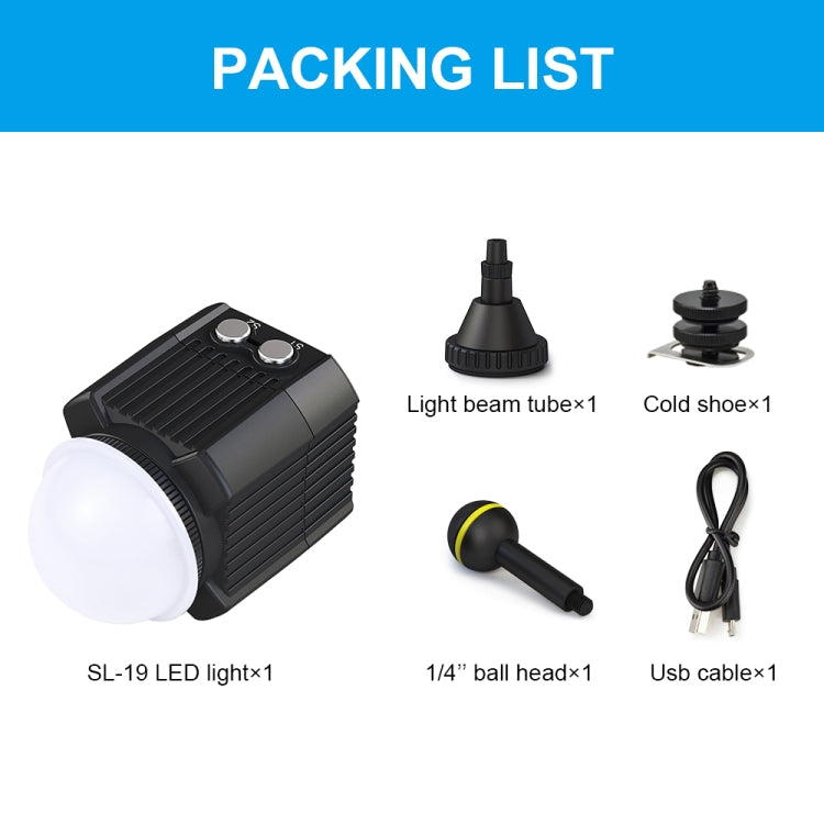 PULUZ 60m Underwater LED Fill Light for GoPro HERO12/11/10/9/8 & Action Cameras (Black)