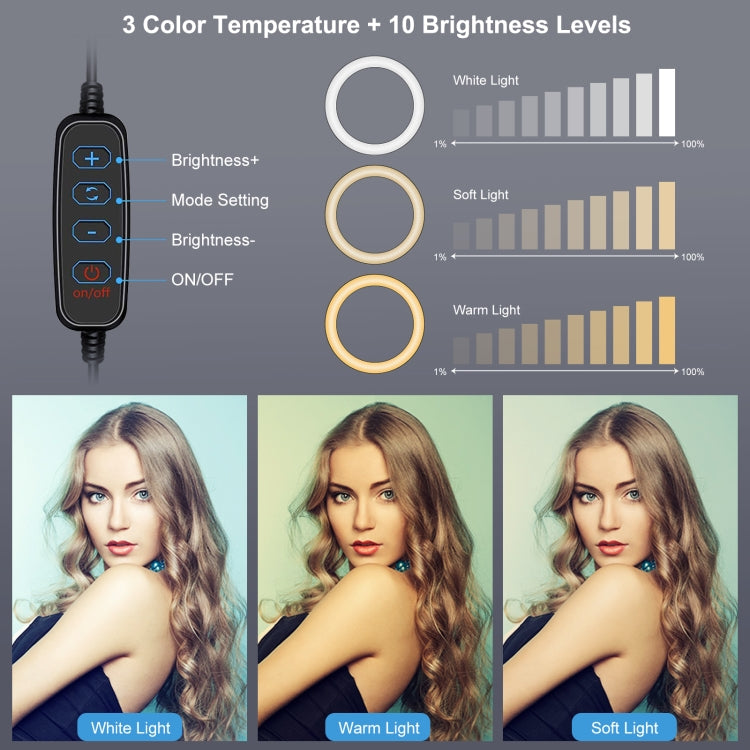PULUZ 6.2 inch 16cm Ring Selfie Light 3 Modes USB Dimmable Dual Color Temperature LED Curved Vlogging Photography Video Lights with Monitor Clip Holder(Black)
