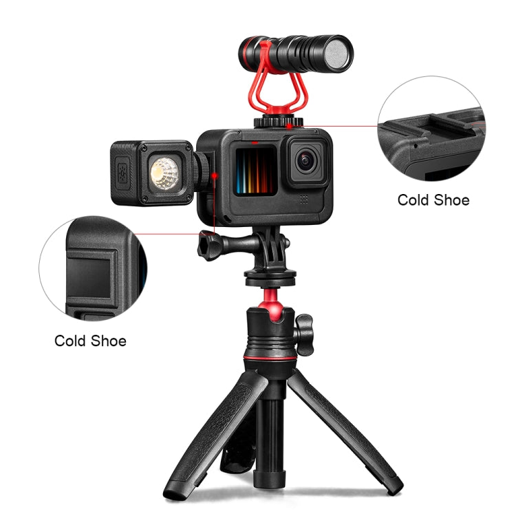 PULUZ Chargeable PA Frame Mount Cage with Cold Shoe Base Slot for GoproHERO12 Black /11 Black /11 Black Mini /10 Black /9 BlackBlack)