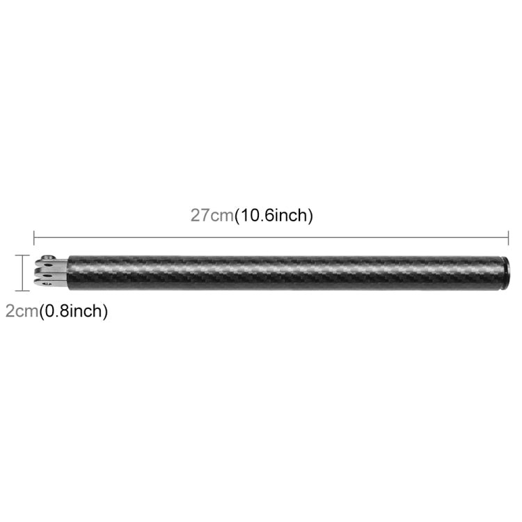 PULUZ 275mm Aluminum Alloy Carbon Fiber Floating Buoyancy Selfie-stick Extension Arm Rods for GoPro, Insta360, DJI and Other Action Cameras
