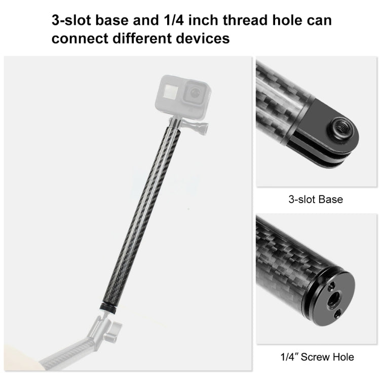 PULUZ 275mm Aluminum Alloy Carbon Fiber Floating Buoyancy Selfie-stick Extension Arm Rods for GoPro, Insta360, DJI and Other Action Cameras