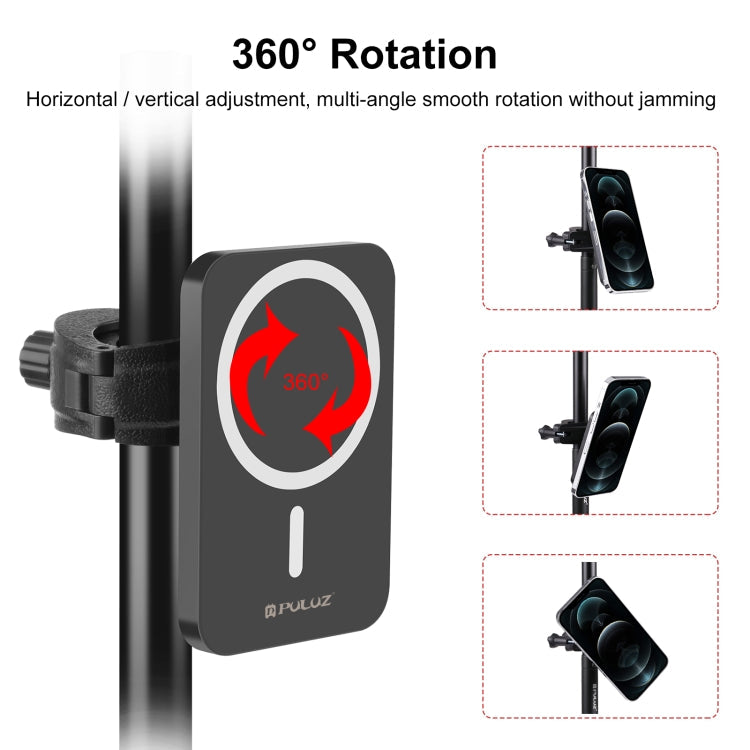 PULUZ 15W Magnetic Qi Wireless Charger Vlogging Phone Clamp Holder(Black)
