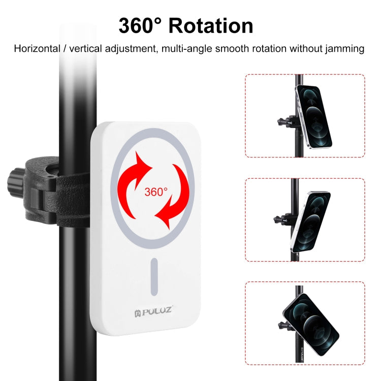 PULUZ 15W Magnetic Qi Wireless Charger Vlogging Phone Clamp Holder(White)