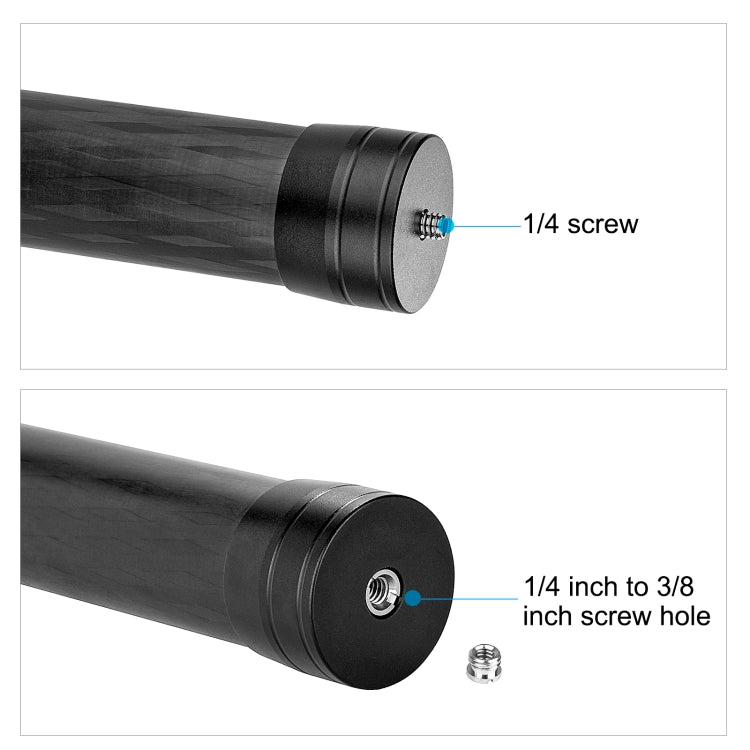 PULUZ 21cm Carbon Fiber Extension Monopod Stick for DJI / MOZA / Feiyu V2 / Zhiyun G5 Gimbal(Black)