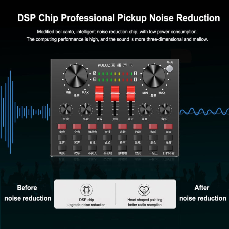 PULUZ Live Broadcasting Sound Card Bluetooth Karaoke Singing Recording Sound Mixer for Mobile Phone / Computer / Laptop / Tablet PC, Chinese Version, Chinese Version