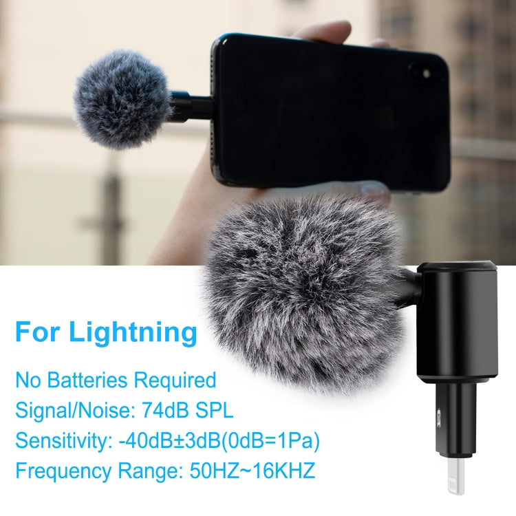 PULUZ 8PIN Jack Mobile Phone Omnidirectional Condenser Adjustable Microphone(Black)