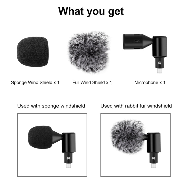 PULUZ USB-C / Type-C Jack Mobile Phone Omnidirectional Condenser Adjustable Microphone, Not for Samsung Series Phones(Black)