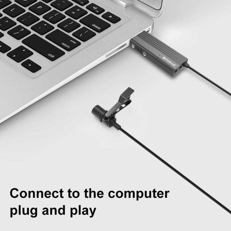 PULUZ USB Clip-on Wired Lapel Mic Recording Microphone Lavalier Silent Condenser Microphone, 1.2m USB
