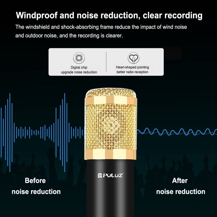 PULUZ Condenser Microphone Studio Broadcast Professional Singing Microphone (Gold)