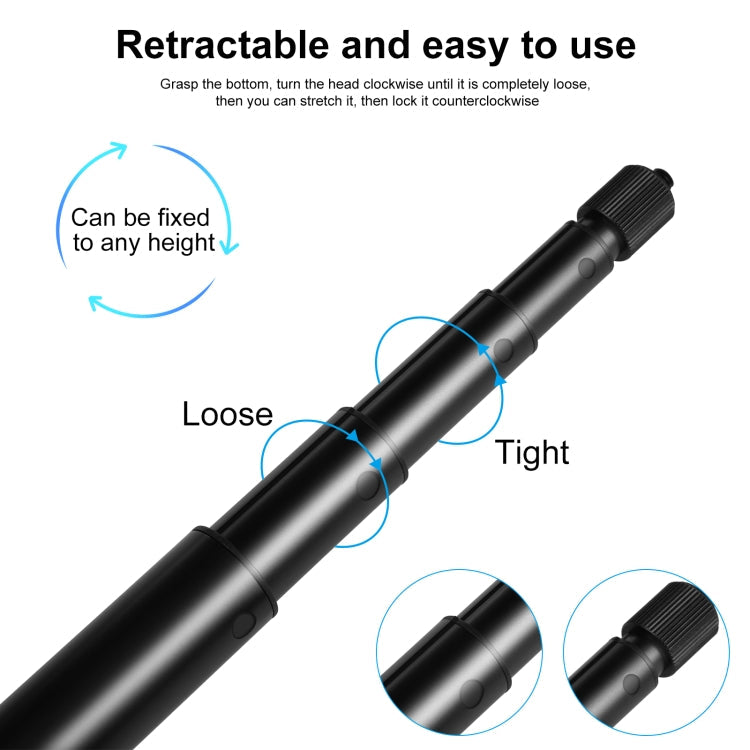 PULUZ 2m Metal Selfie Stick Monopod  for Insta360 One RS / X2 / X3 / X4 (Black)
