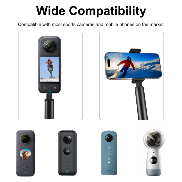 PULUZ 2m Metal Selfie Stick Monopod  for Insta360 One RS / X2 / X3 / X4 (Black)
